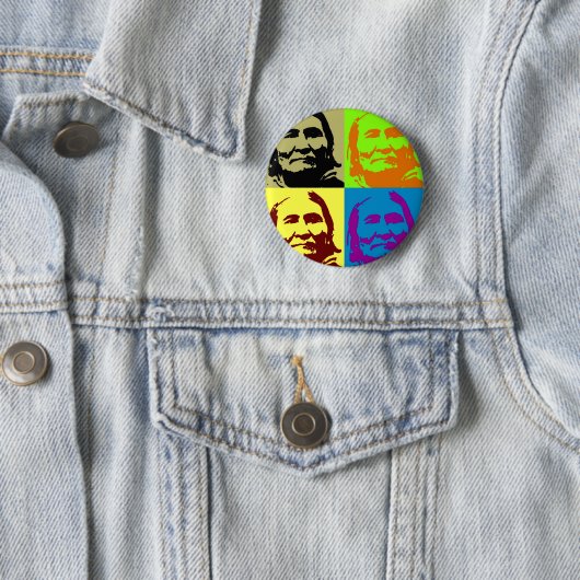 Badge Rond 5 Cm Pop Art Freedom Fighter Geronimo (En situation)