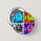 Badge Rond 5 Cm Pop Art Lady Liberty New York City (Devant & derrière)