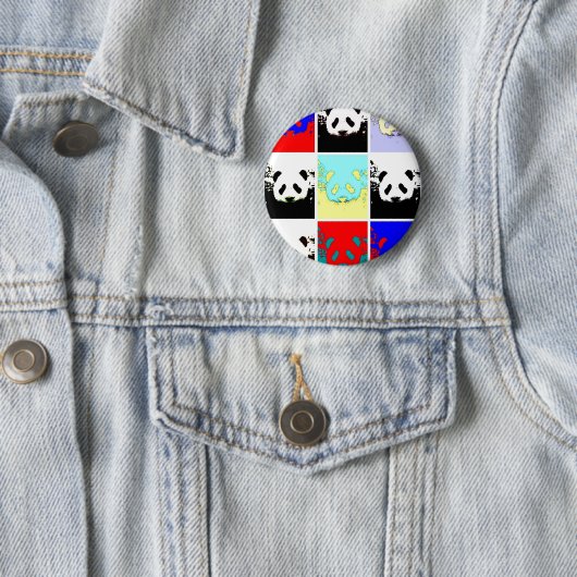Badge Rond 5 Cm Pop Art Panda (En situation)