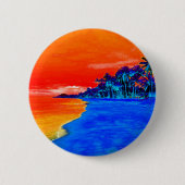 Badge Rond 5 Cm Pop Art Plage Exotique Palmiers (Devant)