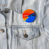 Badge Rond 5 Cm Pop Art Plage Exotique Palmiers (En situation)