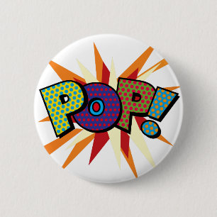 Badge Rond 5 Cm POP Fun Coloré Typographie moderne