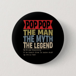 Badge Rond 5 Cm Pop Pop Rétro Fête des Pères