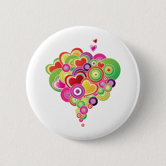 Badge Rond 5 Cm PopArt Coeurs rose et vert (Devant)