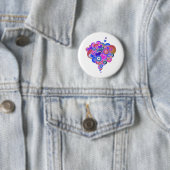 Badge Rond 5 Cm PopArt Coeurs violets (En situation)