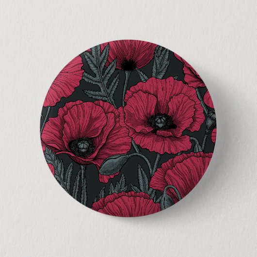 Badge Rond 5 Cm Poppies à Viva Magenta (Devant)