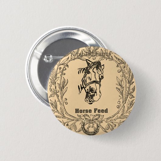 Badge Rond 5 Cm POPPY FEED BAG HORSE Button (Devant & derrière)