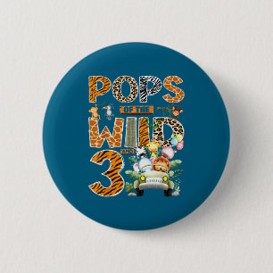 Badge Rond 5 Cm Pops de la faune trois garçon de 3 ans anniversair