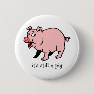 Badge Rond 5 Cm Porc avec le rouge à lèvres - bouton