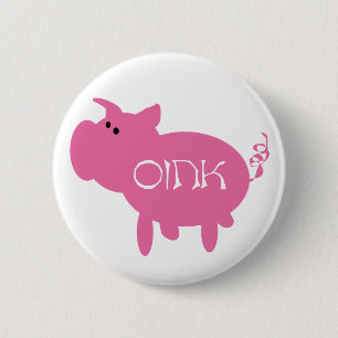 Badge Rond 5 Cm Porc krouik-krouik rose