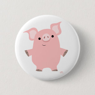 Badge Rond 5 Cm Porc tenant le bouton