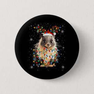 Badge Rond 5 Cm Porcupine Animal Santa Hat Vilain Arbre de Noël Li