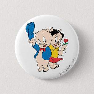 Badge Rond 5 Cm Porky Pig and Petunia