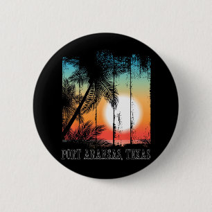 Badge Rond 5 Cm Port Aransas Texas Beach Palms Surf de vacances Su