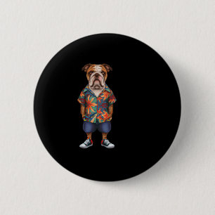 Badge Rond 5 Cm Portant Un Hawaï Et Des Shorts
