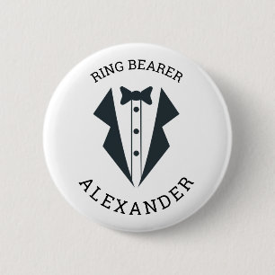 Badge Rond 5 Cm Porte-anneau personnalisé Tuxedo noir blanc