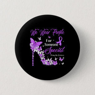 Badge Rond 5 Cm Porter des papillons pourpres Fibromyalgie Sensibi