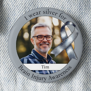 Badge Rond 5 Cm Porter du Silver pour une photo de sensibilisation
