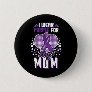 Badge Rond 5 Cm Porter le pourpre pour la mère Alzheimer Alzheimer
