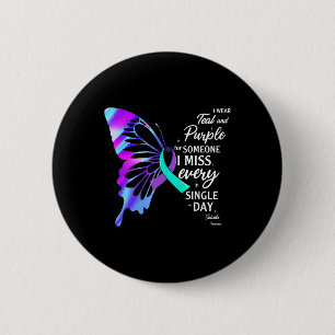 Badge Rond 5 Cm Porter le pourpre Turquoise pour la prévention du