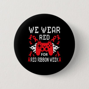 Badge Rond 5 Cm Porter le rouge pour la semaine du ruban rouge Sen