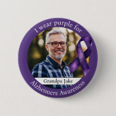 Badge Rond 5 Cm Porter le violet pour la sensibilisation à l'Alzhe (Devant)