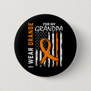 Badge Rond 5 Cm Porter Orange pour mon grand-père Leucémie Cancer