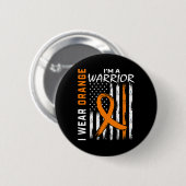 Badge Rond 5 Cm Porter Orange Ruban Leucémie Cancer Guerrier (Devant & derrière)