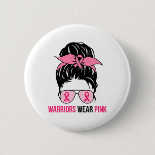 Badge Rond 5 Cm Porter rose Messager Bun Maman Cancer du sein Sens
