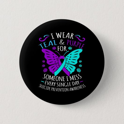 Badge Rond 5 Cm Porter Turquoise Et Violet Joyeux Suicide Sensibil (Devant)