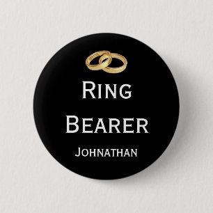 Badge Rond 5 Cm Porteur de Ringer avec deux bandes Mariages