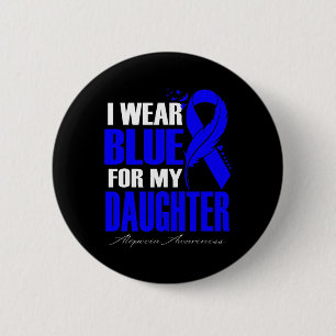 Badge Rond 5 Cm Portez Bleu pour ma fille Alopecia