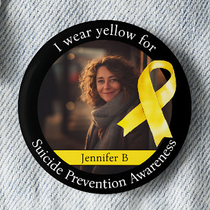 Badge Rond 5 Cm Portez du jaune pour la sensibilisation à la préve