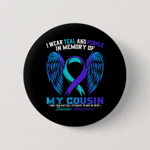 Badge Rond 5 Cm Portez du sarcelle et du violet pour la sensibilis