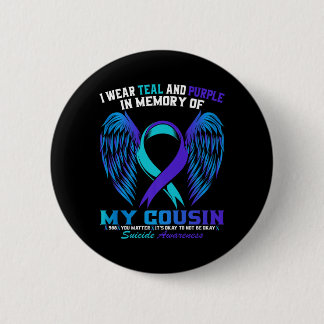 Badge Rond 5 Cm Portez du sarcelle et du violet pour la sensibilis