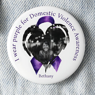 Badge Rond 5 Cm Portez du violet pour la photo de sensibilisation 