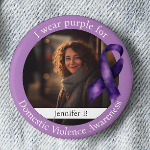 Badge Rond 5 Cm Portez du violet pour la sensibilisation à la viol