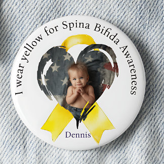 Badge Rond 5 Cm Portez Jaune pour le Bouton en Forme de Cœur pour