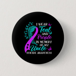 Badge Rond 5 Cm Portez Le Violet Turquoise En Mémoire De Mon Oncle