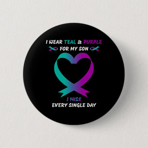 Badge Rond 5 Cm Portez Turquoise Et Violet Pour Mon Fils Je Manque