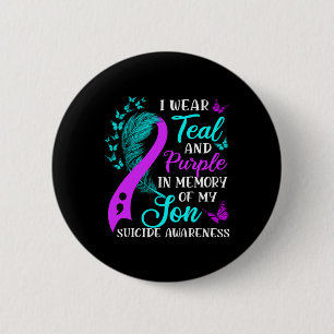 Badge Rond 5 Cm Portez Turquoise Violet En Mémoire De Mon Fils Sui