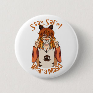 Badge Rond 5 Cm Portez un Masque !