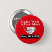 Badge Rond 5 Cm Portez Un Masque Visage (Devant & derrière)