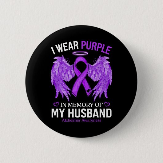 Badge Rond 5 Cm Portez Violet En Mémoire De Mon Mari Alzheimerheim (Devant)