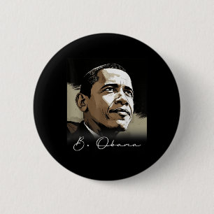 Badge Rond 5 Cm Portrait Barack Obama Président Patriotique
