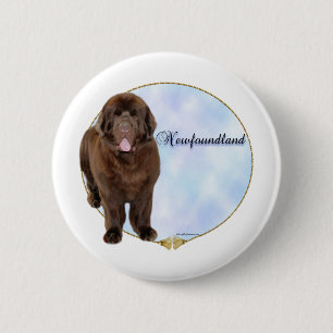 Badge Rond 5 Cm Portrait Brown de Terre-Neuve - Bouton