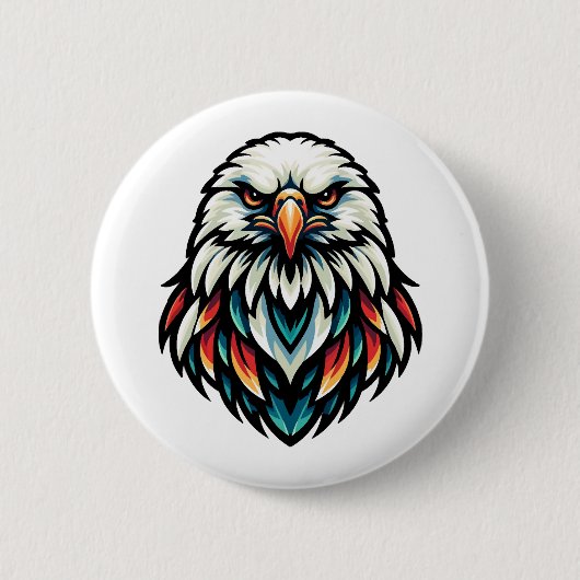 Badge Rond 5 Cm Portrait d'aigle Abstrait en teintes vives (Devant)