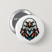 Badge Rond 5 Cm Portrait d'aigle Abstrait en teintes vives (Devant & derrière)