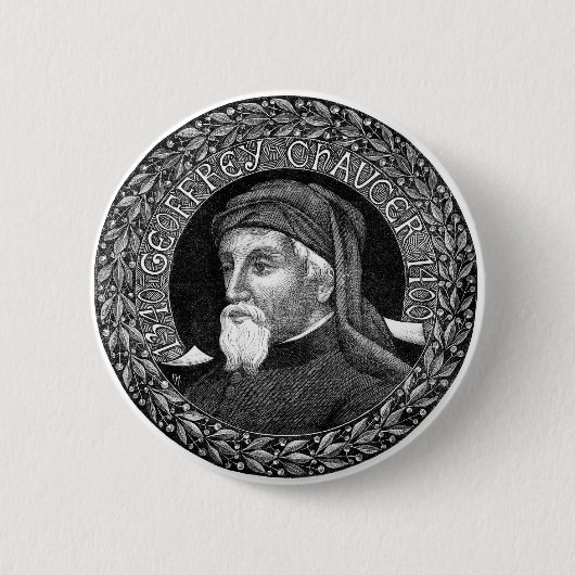 Badge Rond 5 Cm Portrait de bouton de Geoffrey Chaucer (Devant)