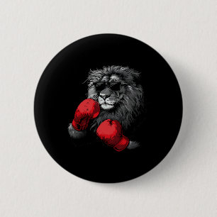 Badge Rond 5 Cm Portrait de boxeur lion motif faune kickboxing amo